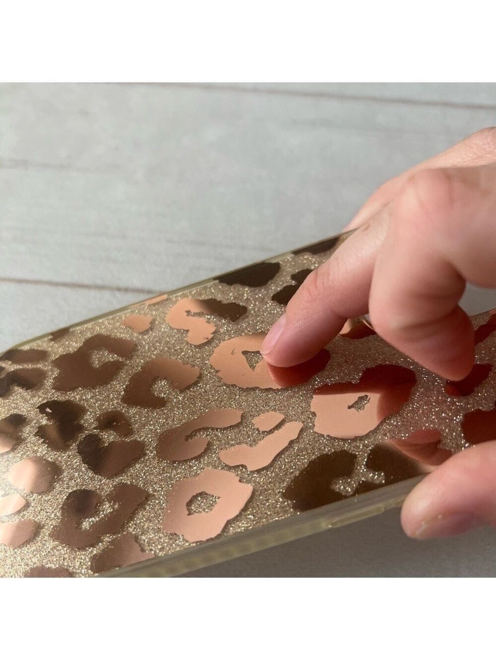 Leopard Glitter Shiny Mirror Embellishment Case for iPhone 13 Pro 6.1 inch - Picture 6 of 14